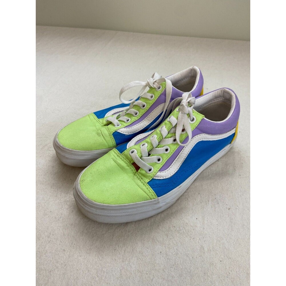 Vans Old Skool Women's Size 7 Mens 5.5 Colorblock Skate Shoes Neon Purple Green
